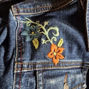 Embroidered Floral Blue Jeans